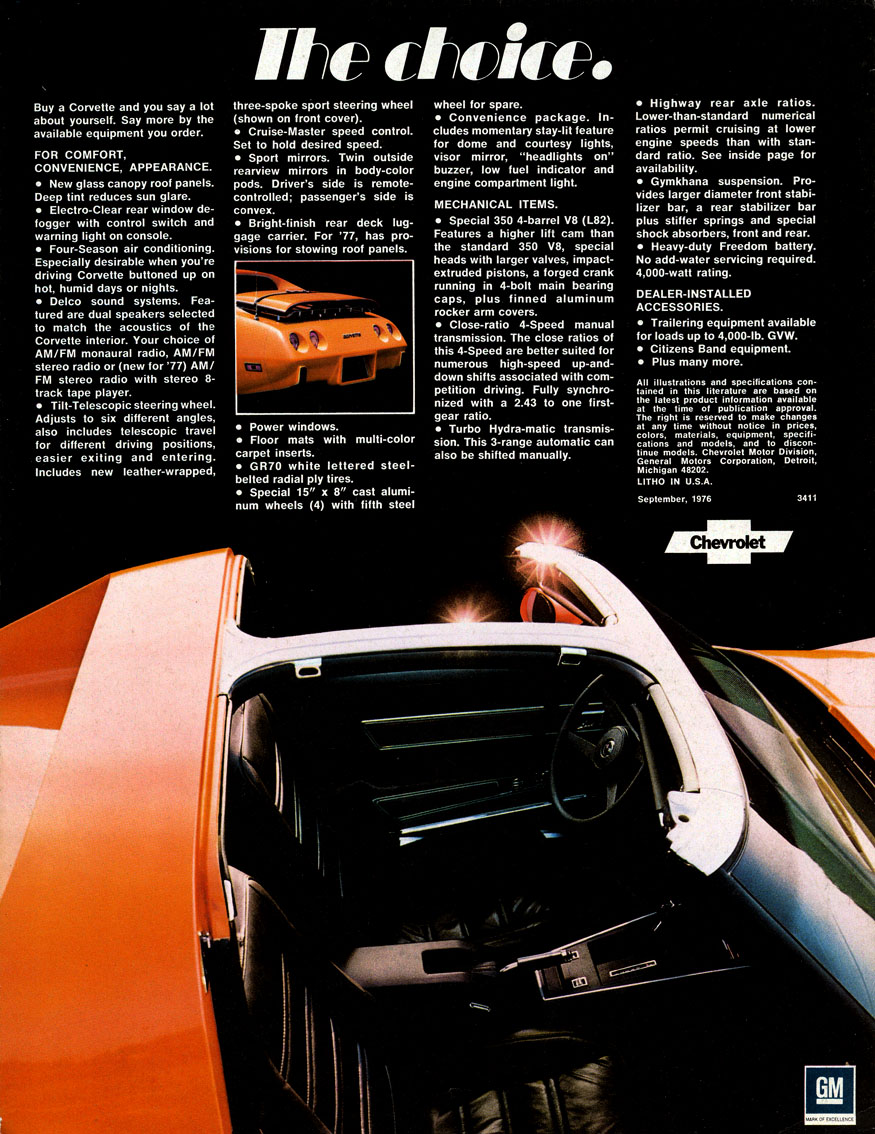 1977 Corvette Brochure Page 3
